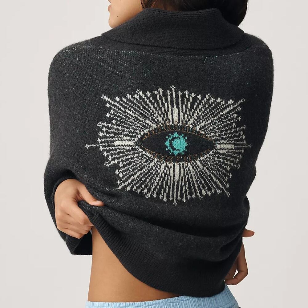 Spiritual Gangster Spirit Eye Royce Wool Cardigan Knit Sweater Gray Size Small - Picture 4 of 9